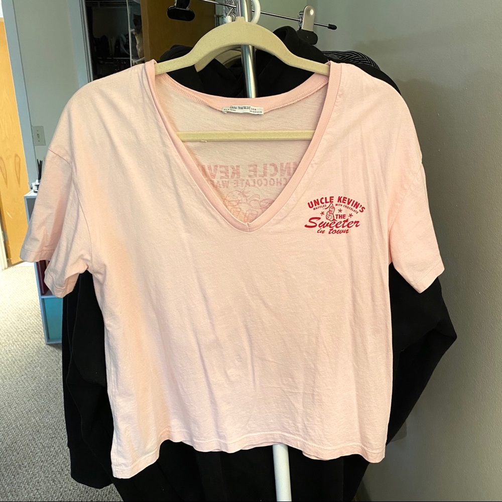 Zara Pink V-Neck T Shirt